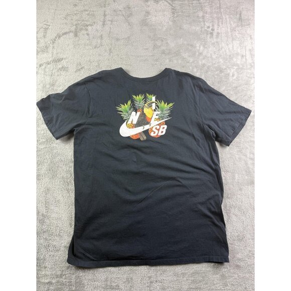 Nike SB Shirt Mens Extra Large Black Pineapple Parrot Graphic Skate Tee Tropical - Picture 7 of 12